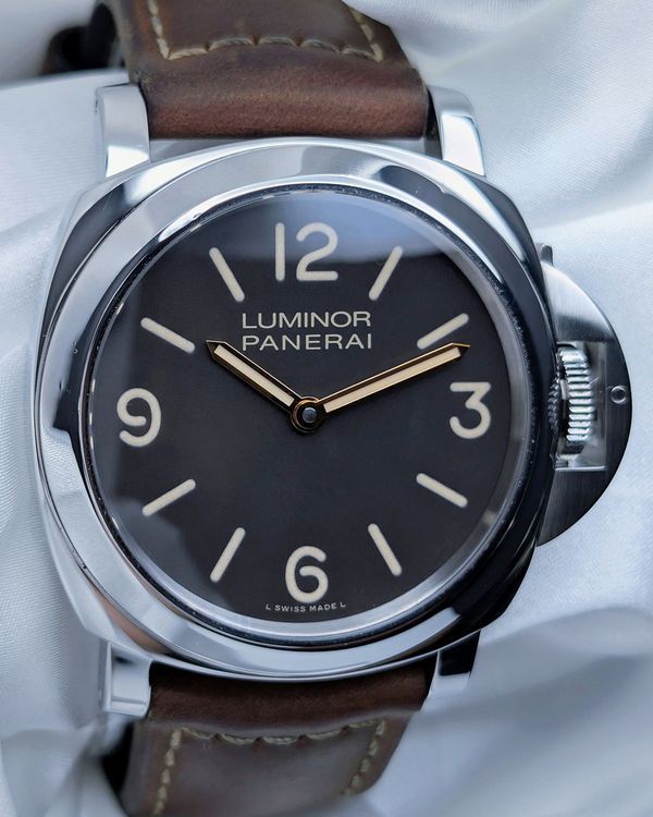 No Reserve - 2012 Panerai Luminor Base L. E. 44MM Brown Dial Leather Strap (PAM00390)