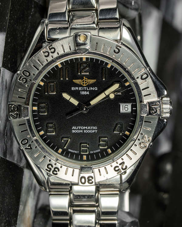 No Reserve - Breitling Colt 38MM Black Dial Steel Bracelet (A17035)