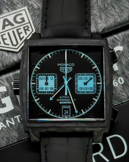 2018 Tag Heuer Monaco "Bamford" L.E. 1 of 500 Forged Carbon Case 39MM Black Dial Leather Strap (CAW2190.FC6437)