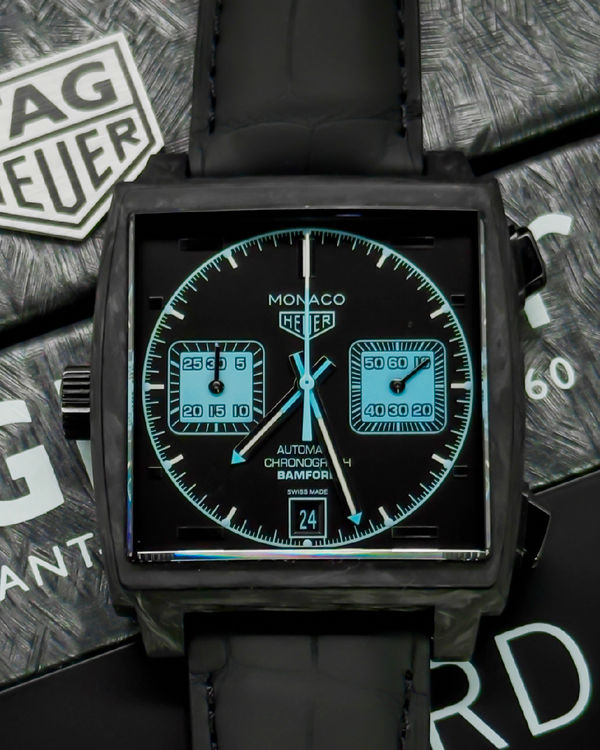 2018 Tag Heuer Monaco "Bamford" L.E. 1 of 500 Forged Carbon Case 39MM Black Dial Leather Strap (CAW2190.FC6437)