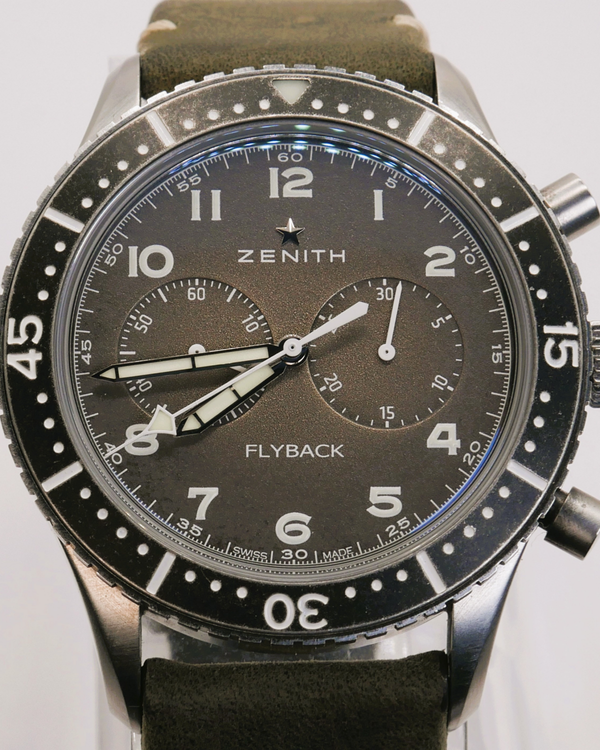 No Reserve - Zenith Pilot Cronometro Tipo CP-2 Flyback 43MM Grey Dial Leather Strap (11.2240.405/21.C773)