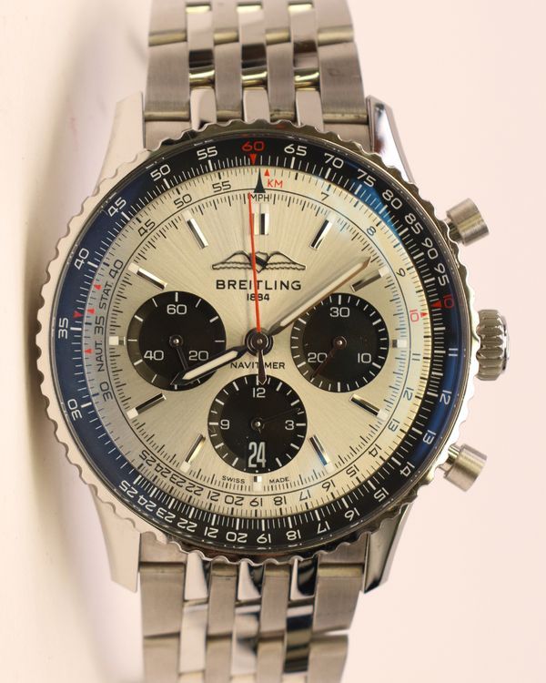 No Reserve - 2025 Breitling Navitimer B01 Chronograph 43MM Silver Dial Steel Bracelet (AB0138)