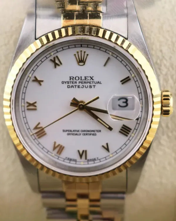 1993 (X Serial) Rolex Datejust 36MM White Dial Two-Tone Jubilee Bracelet (16233)