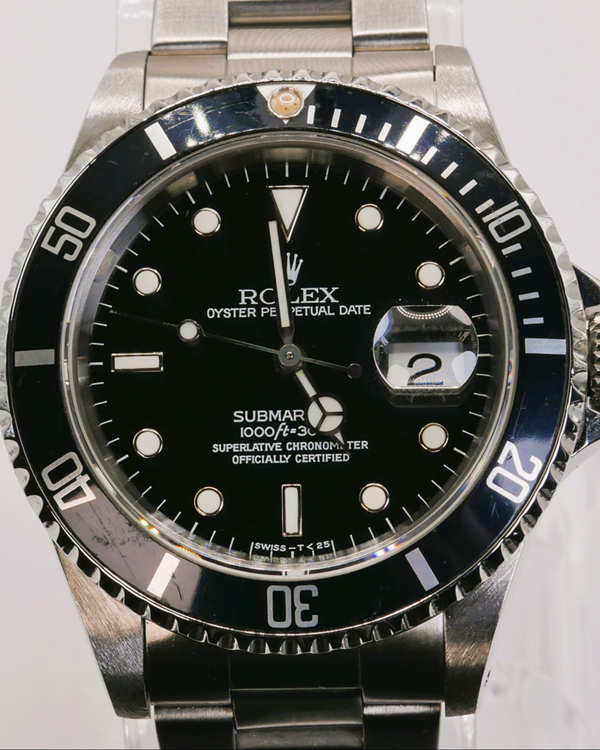 No Reserve - 1994 Rolex Submariner Date 40MM Black "Frozen" Dial Oyster Bracelet (16610)