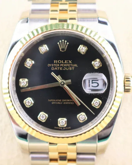 2006 (D Serial) Rolex Datejust 36MM Black Dial Two-Tone Jubilee Bracelet (116233)