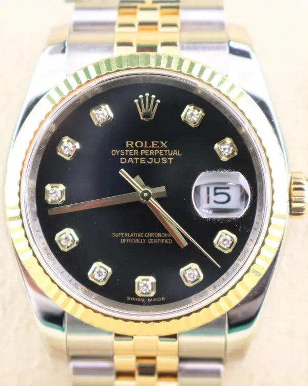 2006 (D Serial) Rolex Datejust 36MM Black Dial Two-Tone Jubilee Bracelet (116233)