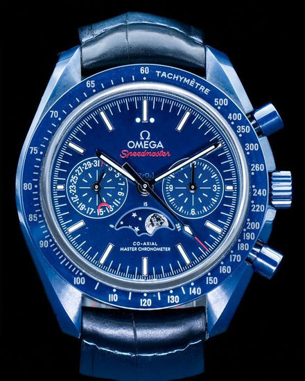 2023 Omega Speedmaster Moonphase "Blue Side of the Moon" 44.25MM Blue Dial Leather Strap (304.93.44.52.03.001)