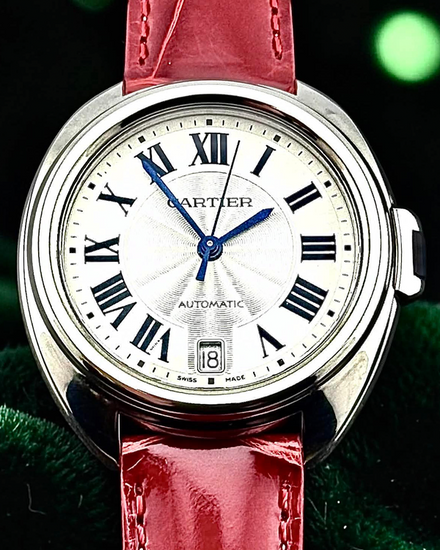 2023 Cartier Cle De Cartier 35MM Silver Dial Leather Strap (WSCL0017)
