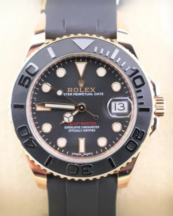 2016 Rolex Yacht-Master 37MM Black Dial Oysterflex Strap (268655