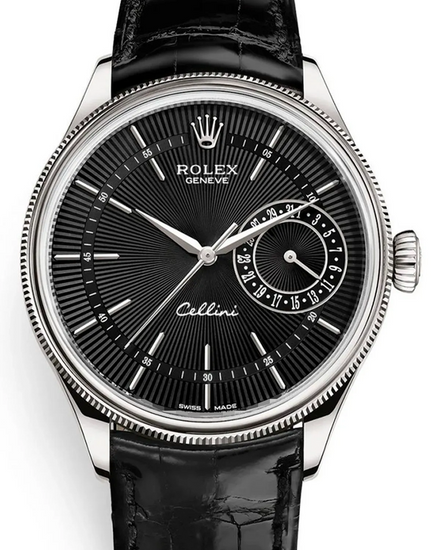 Rolex Cellini Date 39MM Black Dial Leather Strap (50519)