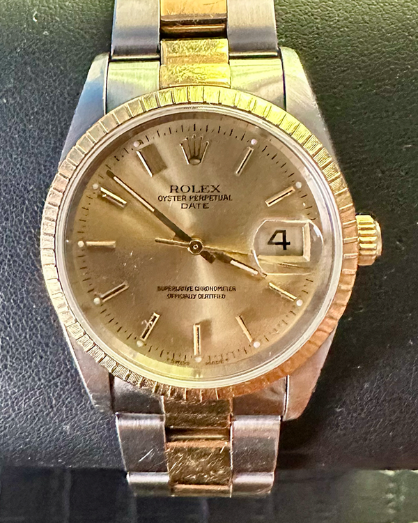 1997 Rolex Oyster Perpetual Date 34MM Champagne Dial Two-Tone Oyster Bracelet (15233)