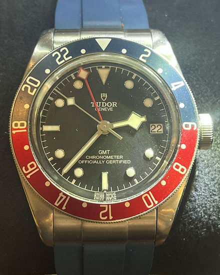 2021 Tudor Black Bay GMT "Pepsi" 41MM Black Dial Aftermarket Rubber Strap (79830RB)