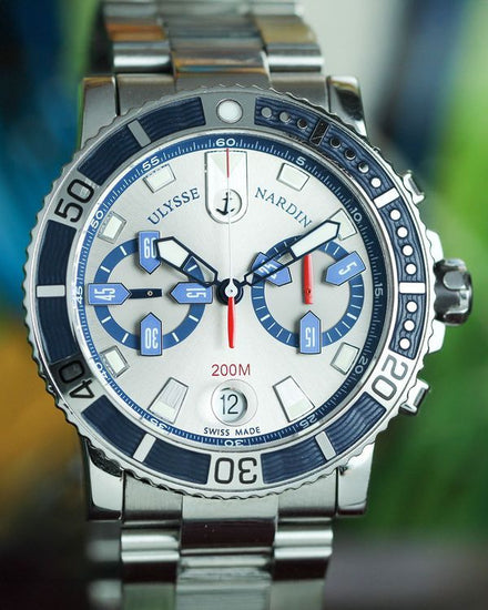 Ulysse Nardin Marine Diver Chronograph 42.7MM Silver Dial Steel Bracelet (8003-102)