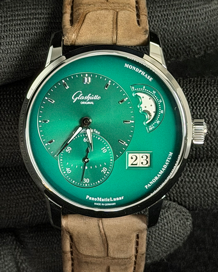 2026 Glashütte Original PanoMaticLunar 40MM Green Dial Leather Strap (1-90-02-13-32-62)