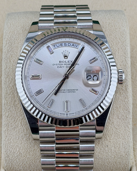 2023 Rolex Day-Date 40MM Silver Dial Platinum President Bracelet (228236)