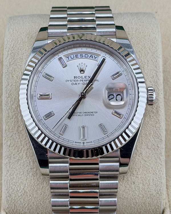 2023 Rolex Day-Date 40MM Silver Dial Platinum President Bracelet (228236)