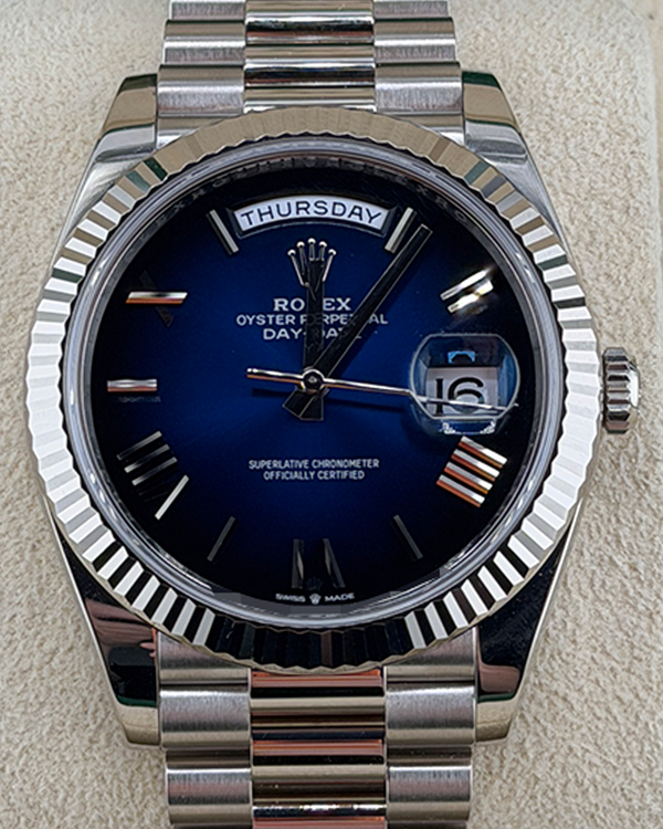 2025 Rolex Day-Date 40MM Blue "Ombré" Dial White Gold President Bracelet (228239)