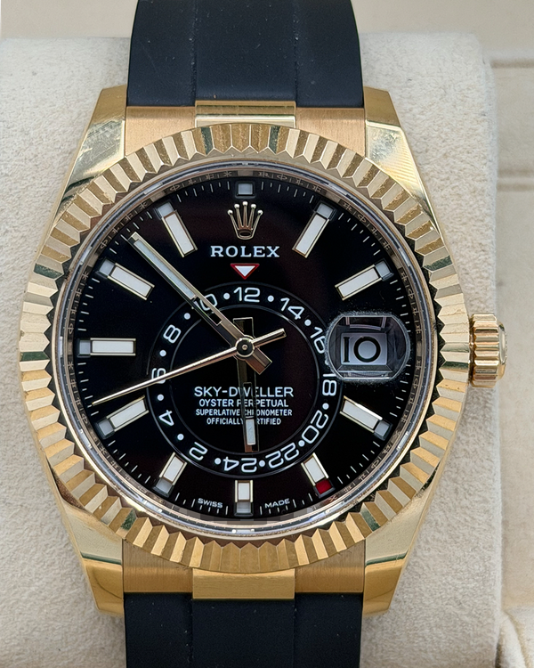 2021 Rolex Sky-Dweller 42MM Black Dial Rubber Strap (326238)