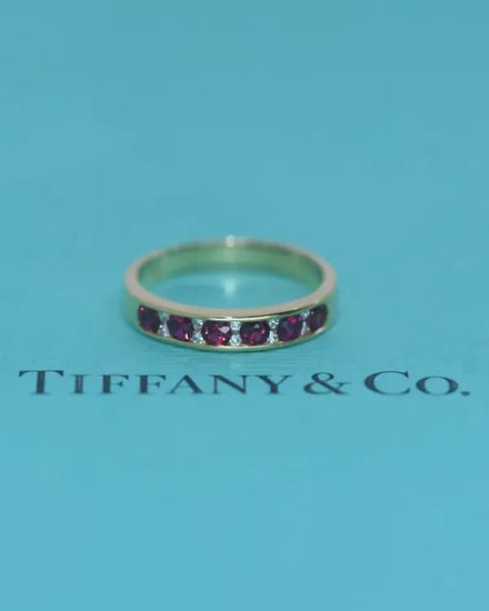 Tiffany Accessories Ring Size 7.5 Width 3.4MM Diamond/Ruby/Yellow Gold Ring (RING)