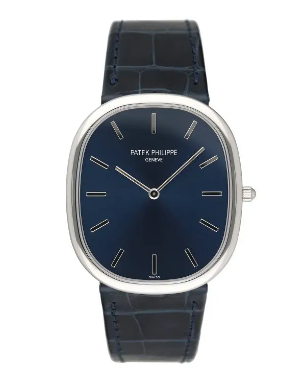 2018 Patek Philippe Golden Ellipse 34.5MM Blue Dial Leather Strap (5738P-001)