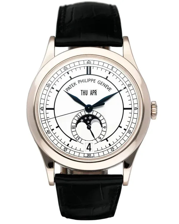 2009 Patek Philippe Annual Calendar Moonphase 38.5MM Silver "Sector" Dial Leather Strap (5396G-001)