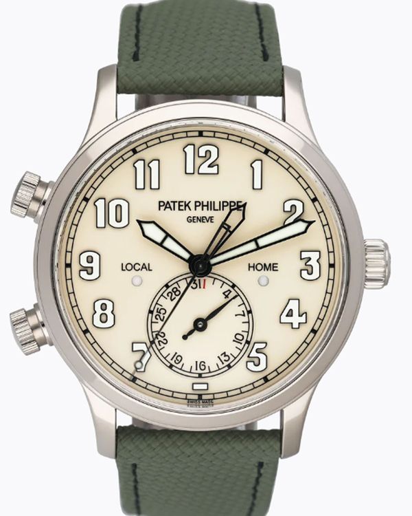 2026 Patek Philippe Calatrava Pilot Travel Time 42MM Ivory Dial Textile Strap (5524G)