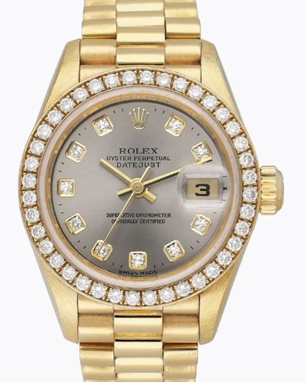 2000 Rolex Lady-Datejust 26MM Silver Dial Yellow Gold President Bracelet (79138)