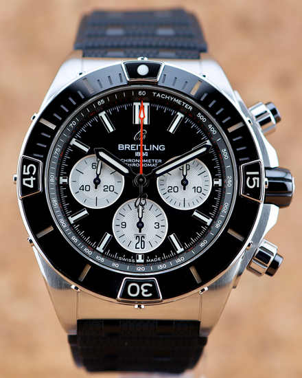 No Reserve - 2021 Breitling Super Chronomat B01 44MM Black Dial Rubber Strap (AB0136251B1S1)