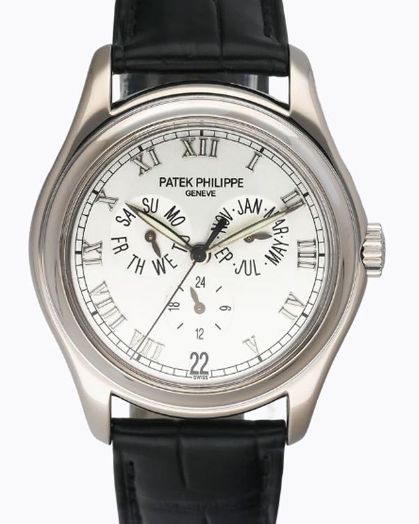 Patek Philippe Annual Calendar 37MM Silver Dial Leather Strap (5035G-039)