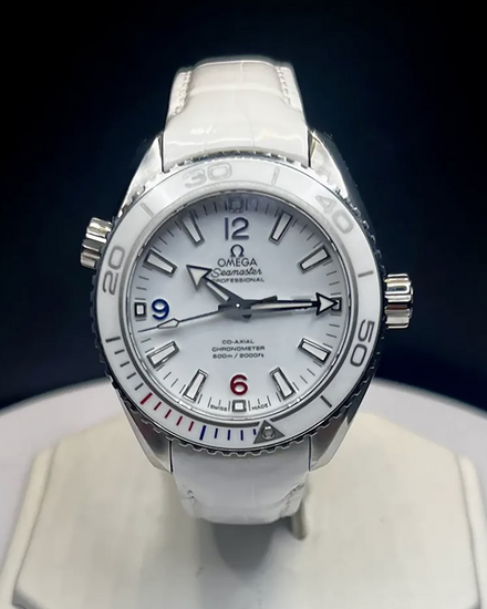 No Reserve - 2014 Omega Seamaster Planet Ocean 600M "Sochi 2014" L.E. 37.5MM White Dial Leather Strap (522.33.38.20.04.001)