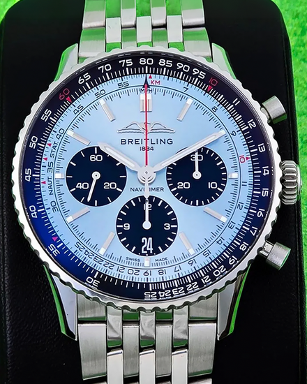 2024 Breitling Navitimer 1 B01 Chronograph 43MM Ice Blue Dial Steel Bracelet (AB0138241C1A1)