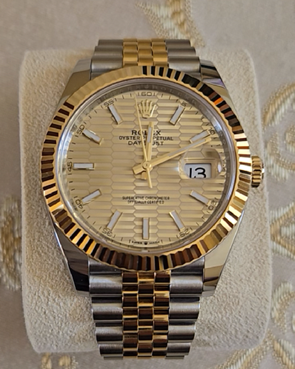 2024 Rolex Datejust 41MM Champagne "Fluted Motif" Dial Two-Tone Jubilee Bracelet (126333)