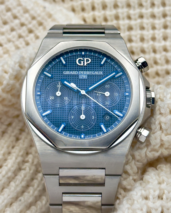 2021 Girard Perregaux Laureato Chronograph 42MM Blue Dial Steel Bracelet (81020-11-431-11A)