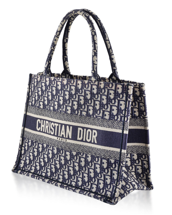 Dior Book Tote 16.5 x 13.8 x 6.7IN Navy Blue Oblique Jacquard Canvas Textile Strap (Book Tote 42)