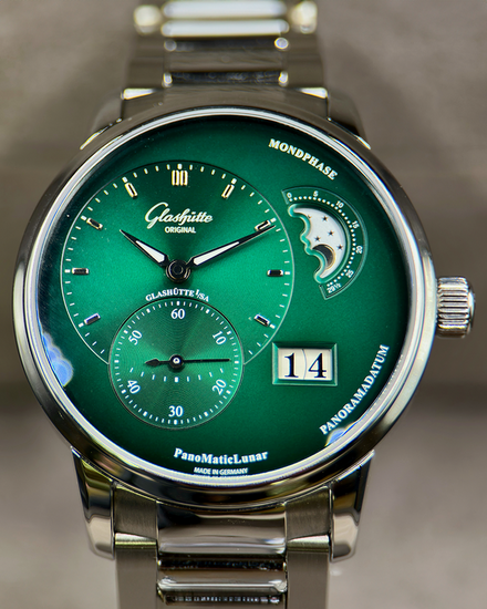 2024 Glashütte Original PanoMaticLunar 40MM Green Dial Steel Bracelet (1-90-02-13-32-70)