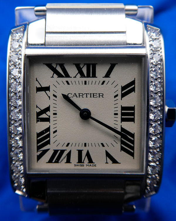 2017 Cartier Tank Française Medium 25.5MM Quartz White Dial Steel Bracelet (W4TA0009)
