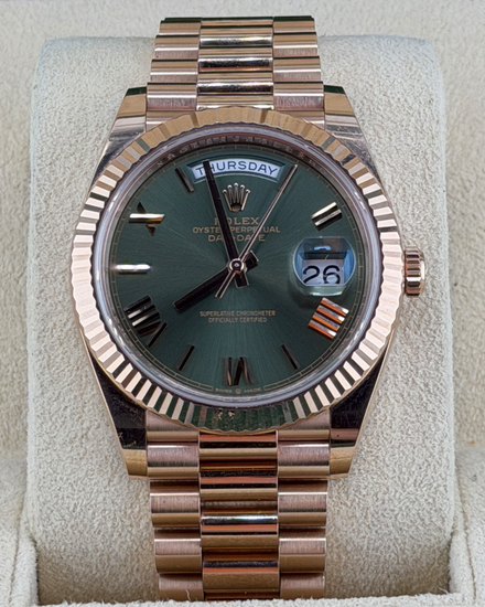 2024 Rolex Day-Date 40MM Green Dial Rose Gold President Bracelet (228235)