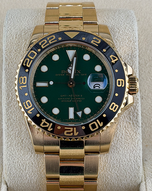 Rolex GMT-Master II 40MM Green Dial Yellow Gold Oyster Bracelet (116718LN)