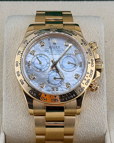 2023 Rolex Cosmograph Daytona 40MM Mother of Pearl Dial Yellow Gold Oyster Bracelet (116508)