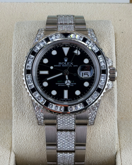 2008 Rolex GMT-Master II "Black Sapphire & Diamonds" 40MM Black Dial White Gold Oyster Bracelet (116759SANR)