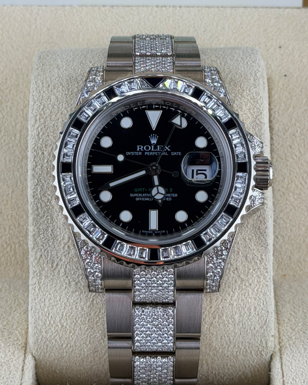 2008 Rolex GMT-Master II "Pavé" 40MM Black Dial White Gold Oyster Bracelet (116759SANR)