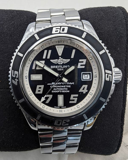 2010 Breitling Superocean 42MM Black Dial Steel Bracelet (A187B29PRS)