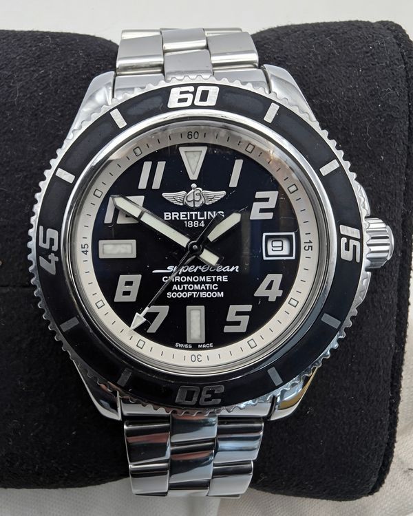 2010 Breitling Superocean 42MM Black Dial Steel Bracelet (A187B29PRS)