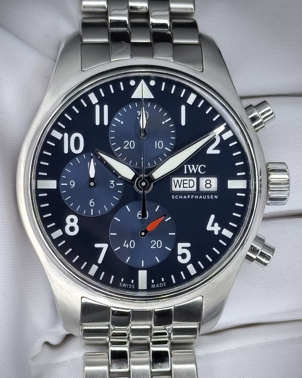 2021 IWC Schaffhausen Pilot Chronograph 41MM Blue Dial Steel Bracelet (IW388102)