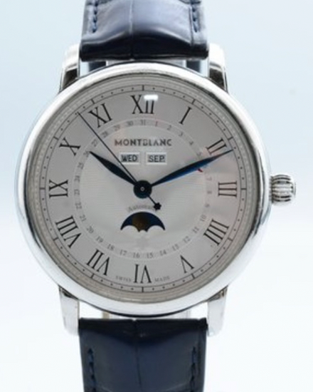 Montblanc Star Legacy Full Calendar 42MM Silver Dial Leather Strap (7474-PLFK3M607)
