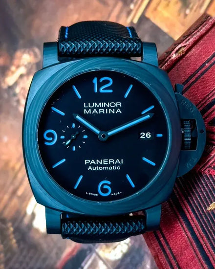 2021 Panerai Luminor Marina Carbotech 44MM Black Dial Leather Strap (PAM01661)