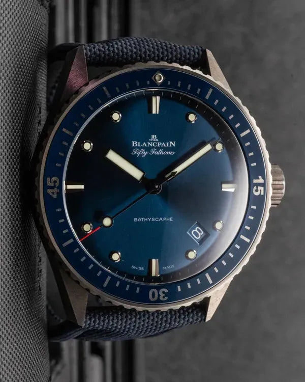 2021 Blancpain Fifty Fathoms Bathyscaphe 43.6MM Blue Dial Textile Strap (5000-0240-O52A)
