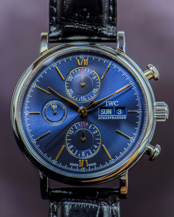 2020 IWC Schaffhausen Portofino Chronograph 42MM Blue Dial Leather Strap (IW391036)