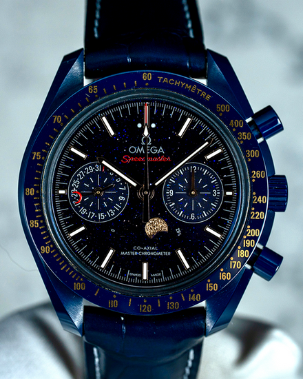 2024 Omega Speedmaster Moonphase "Blue Side of the Moon" 44.25MM Aventurine Dial Leather Strap (304.93.44.52.03.002)