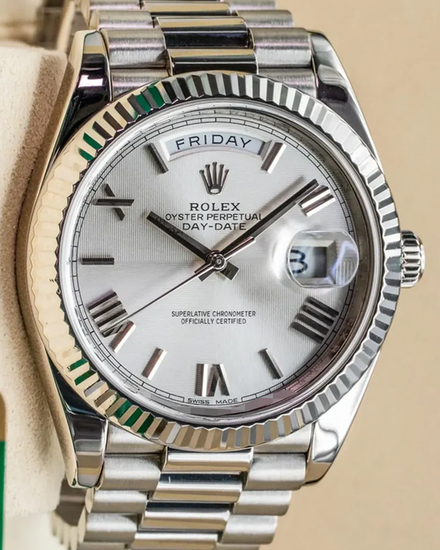 2017 Rolex Day-Date 40MM Silver Dial White Gold President Bracelet (228239)